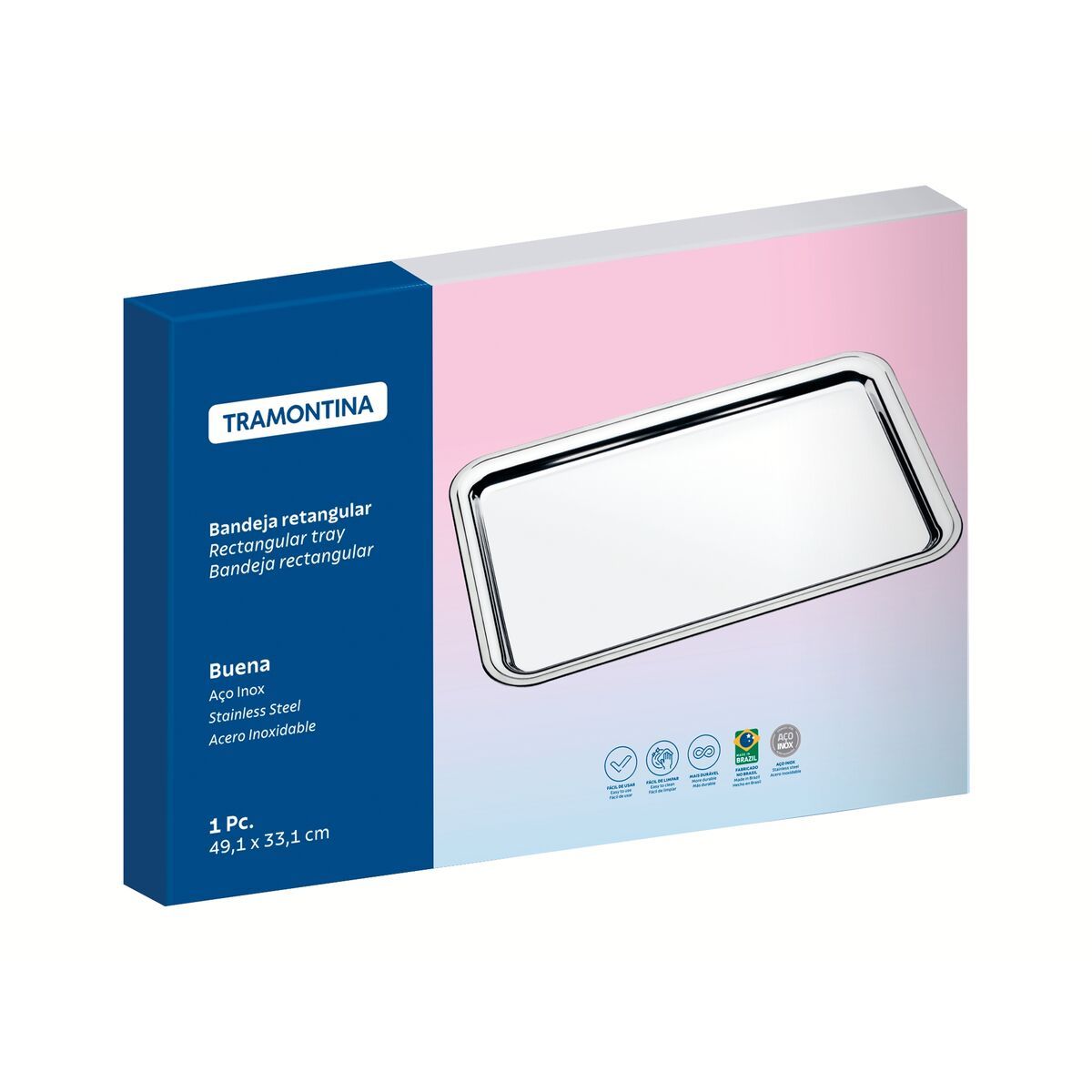 Tramontina Buena Rectangular Steel Tray 49*33 cm Tramontina Buena Rectangular Steel Tray 49*33 cm