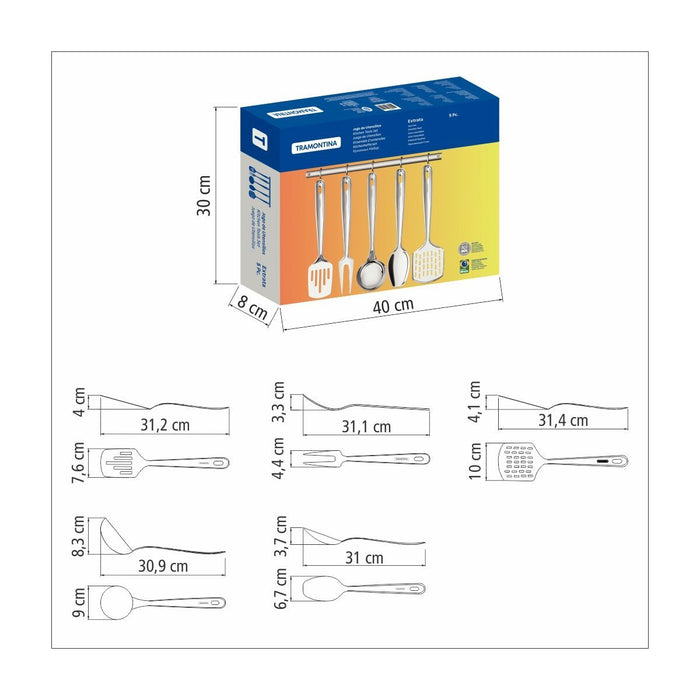 طقم أدوات مطبخ 5 قطع من Tramontina Extrata