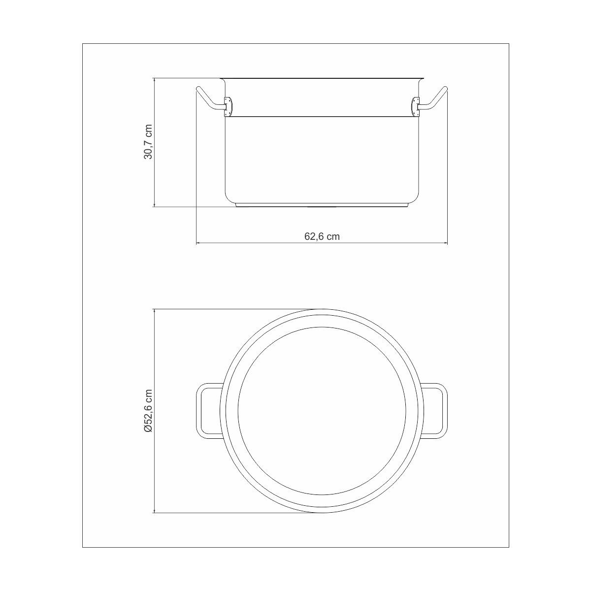 طنجرة ستيل بدون غطاء 50 سم من Tramontina Professional طنجرة ستيل بدون غطاء 50 سم من Tramontina Professional