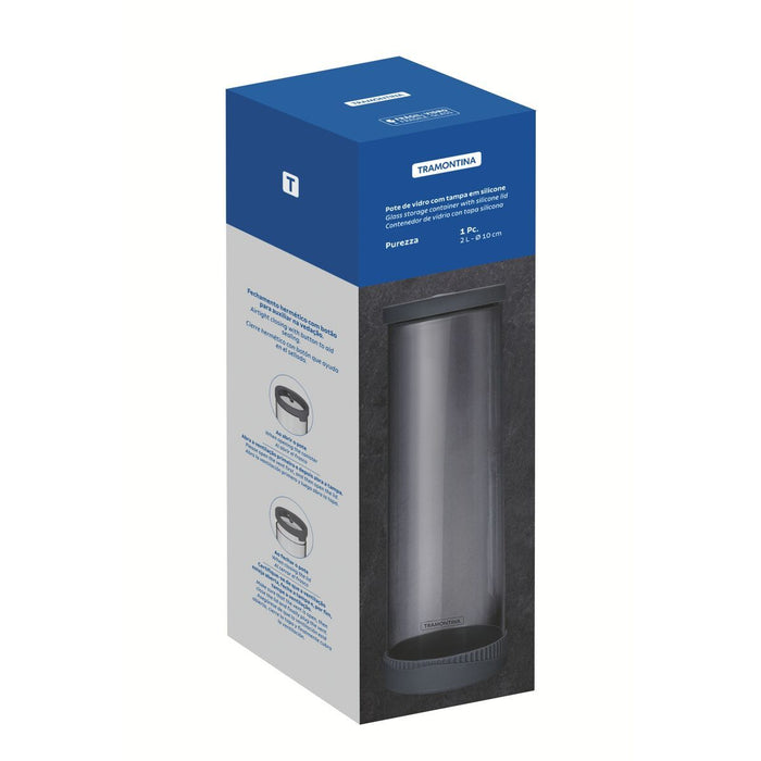 حافظة طعام زجاج وسيليكون 2 لتر من Tramontina Purezza