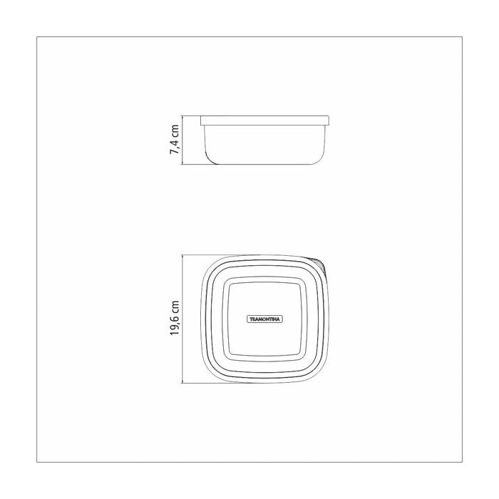 Tramontina Freezinox 2.1L Square Steel Food Container