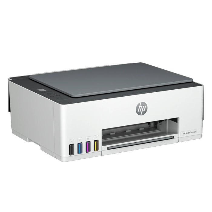 طابعة HP سمارت تانك 580 لاسلكية متعددة الوظائف بتصميم مدمج للمساحات الصغيرة