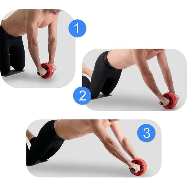 عجلة تمارين البطن واللياقة البدنية من تصميم قوي مع قاعدة مطاطية للثبات