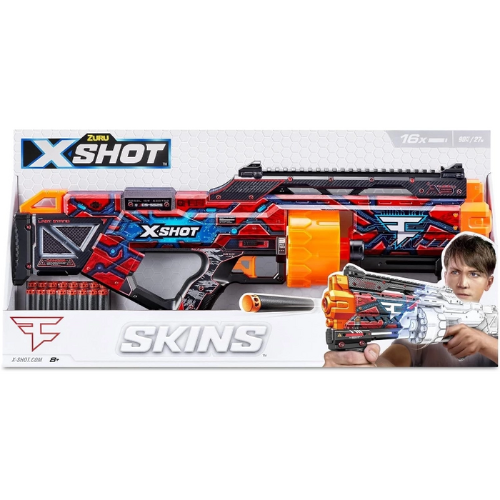 بلاستر X-Shot Skins Last Stand - فاز كلان بسعة 14 ذخيرة ومدى 27 م مع تقنية جيب الهواء من زورو