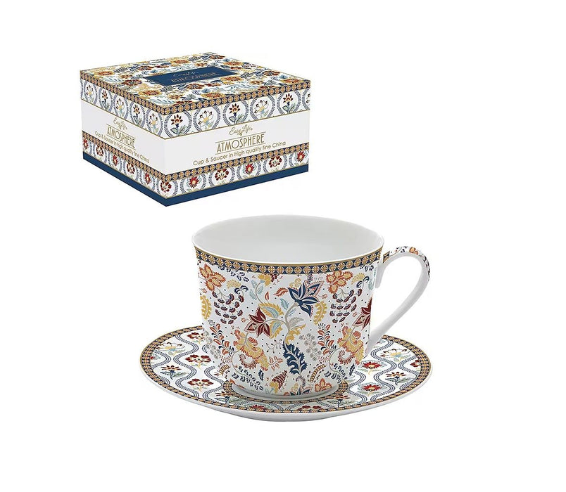 طقم فنجان شاي قطعتين 400 مل بعلبة من Easy Life Paisley Abundance - ألوان متعددة