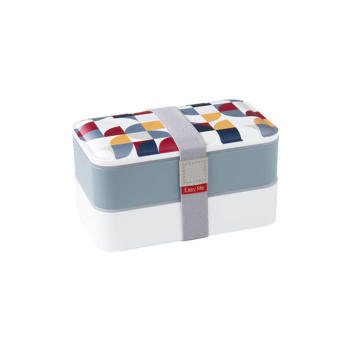 حافظة طعام طبقتين 1200 مل مع أدوات مائدة من Easy Life Abstract