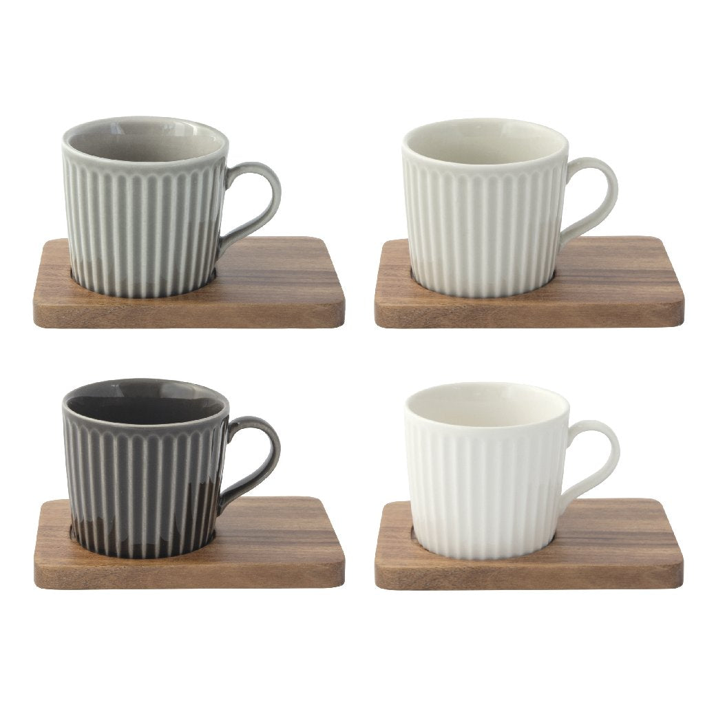 Easy Life Take a Break 8-Piece 110ml Coffee Cup Set with Box - Grey and White
