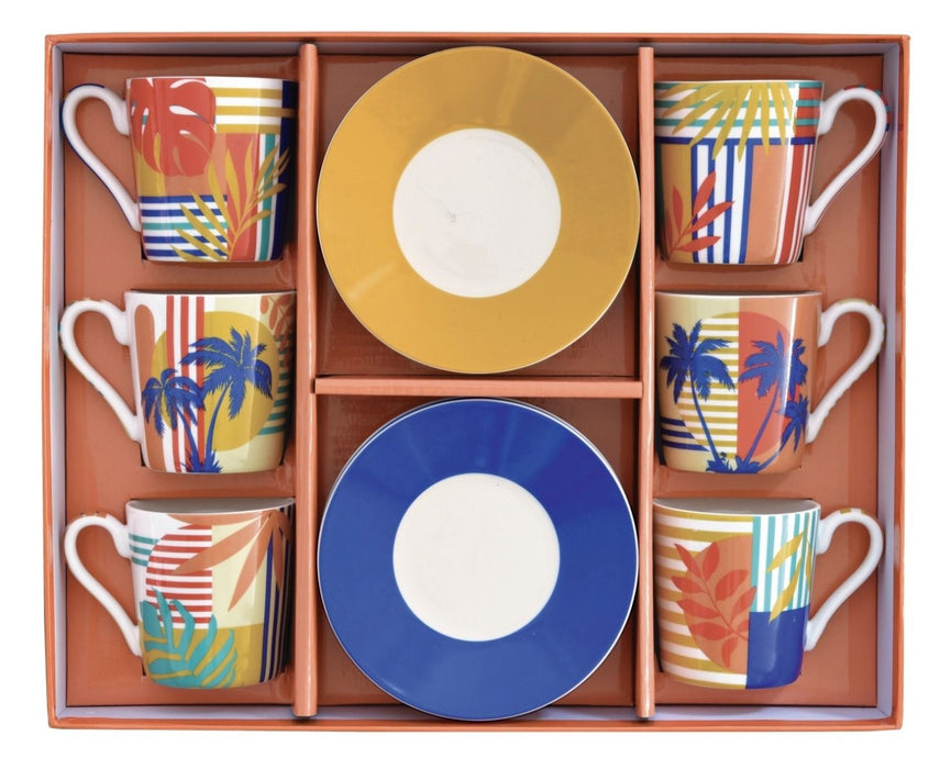 طقم فناجين قهوة 12 قطعة 100 مل بعلبة من Easy Life Bahia - ألوان متعددة