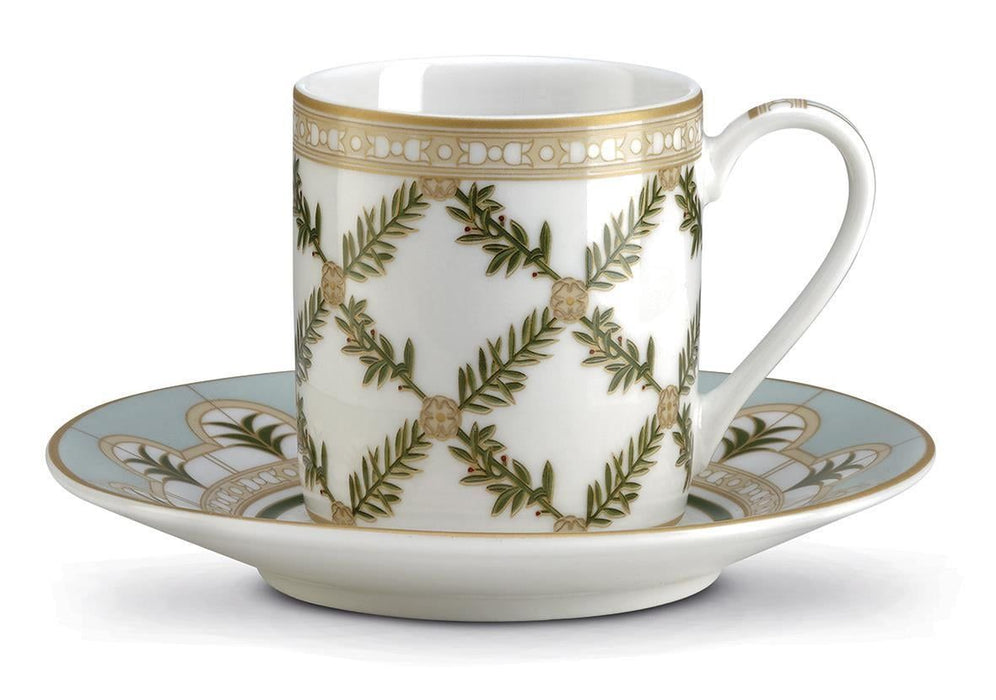 طقم فناجين قهوة 4 قطع 80 مل بعلبة من Easy Life Rosita - أخضر وذهبي