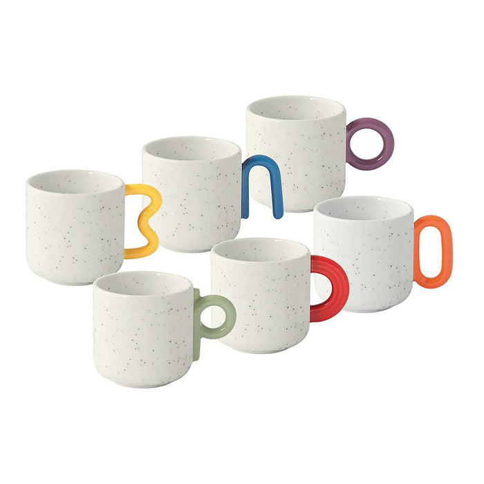 طقم 6 فناجين قهوة 100 مل بعلبة من Easy Life Creative - ألوان متعددة