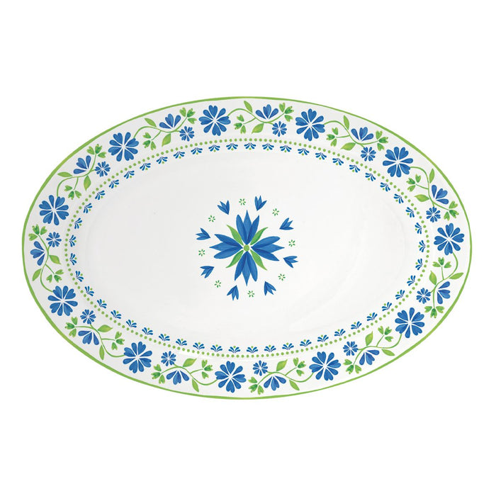 طبق تقديم 35*23 سم بعلبة من Easy Life Flowers Garden - أزرق وأخضر