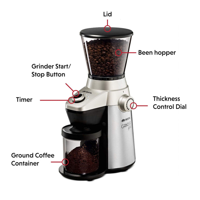 مطحنة قهوة من Ariete Grinder Pro - فضي