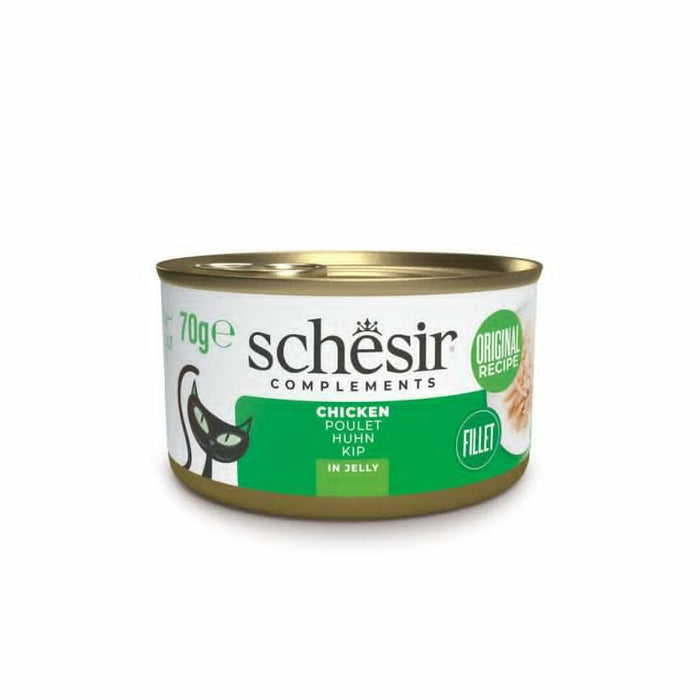 SCHESIR مكملات طعام رطب للقطط دجاج في جلي 12x70g علبة لتغذية مثالية