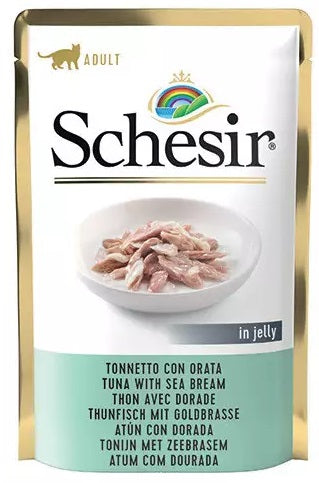 SCHESIR كيس طعام للقطط تونة دوراد 20X85G في جلي بشرائح حقيقية