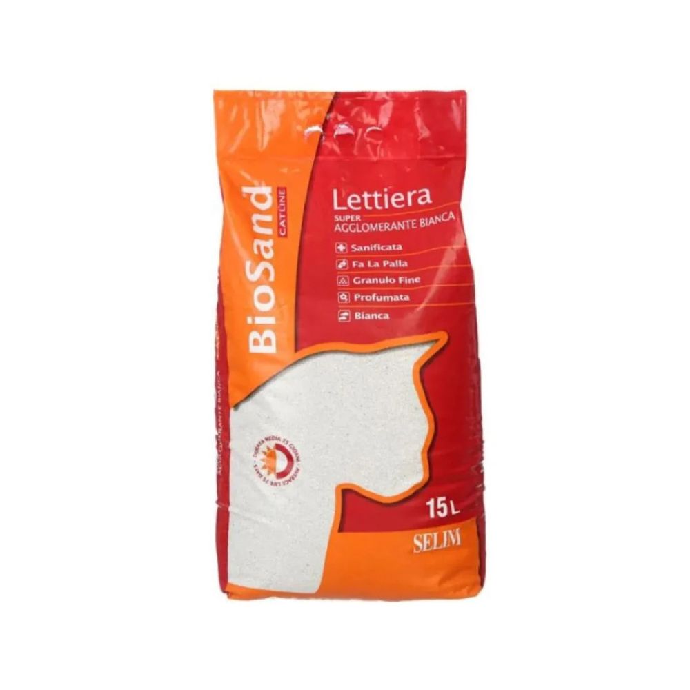 nan BIOSAND رمل قطط SUPERCLUMP أبيض 15L بنتونايت مصفى برائحة بودرة الأطفال