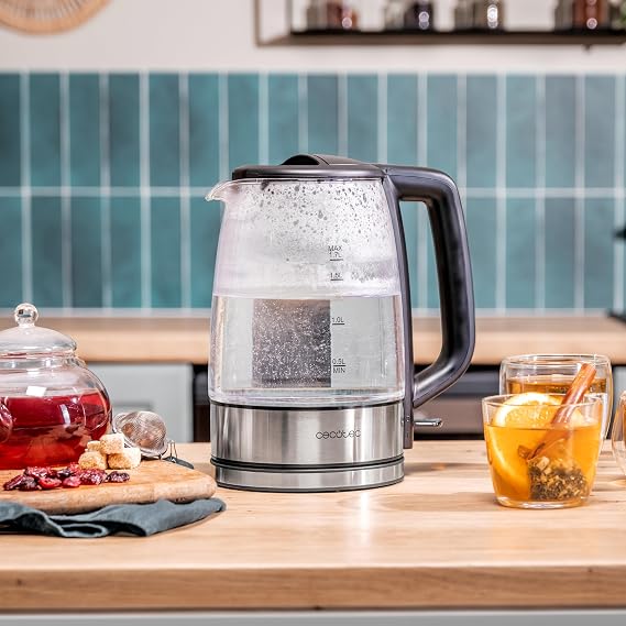 غلاية مياه زجاجية ثيرموسينس 340 (ThermoSense 340 Clear) بقدرة 2200 واط وسعة 1.7 لتر من Cecotec
