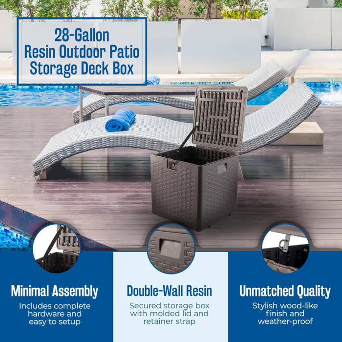 صندوق تخزين خارجي من الراتنج 106 لتر مقاوم للطقس لون جافا مع قفل