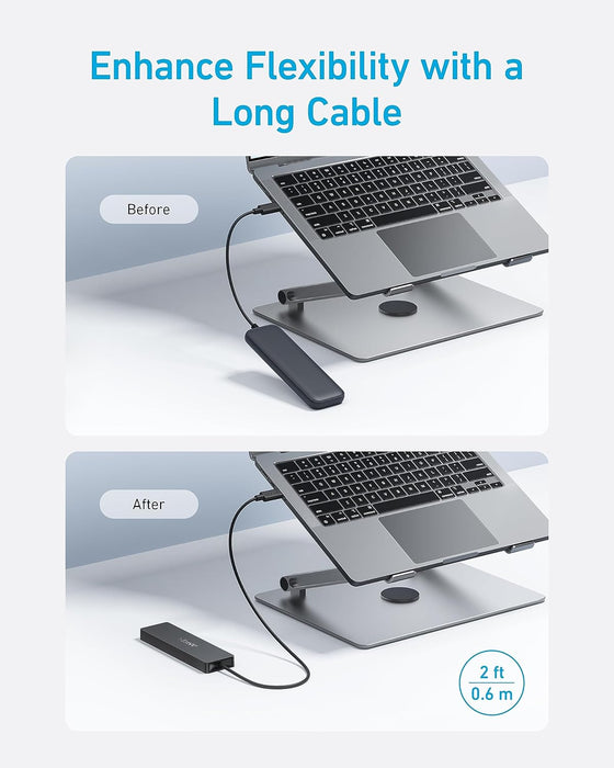 محور USB-C من أنكر 4 في 1 بسرعات نقل عالية 5 جيجابت مع 4 منافذ USB 3.0