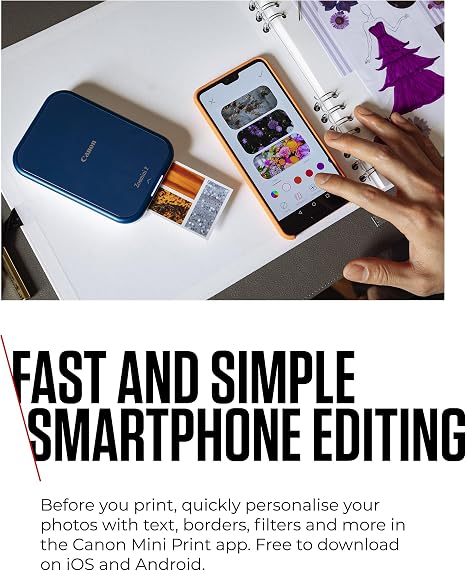 طابعة الصور الفورية Canon Zoemini 2 NVS المحمولة بتقنية ZINK وBluetooth 5.0