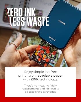 طابعة الصور الفورية Canon Zoemini 2 NVS المحمولة بتقنية ZINK وBluetooth 5.0