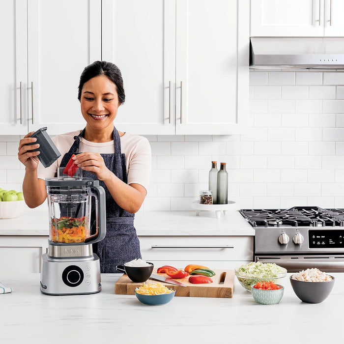 خلاط نينجا فودي باور 4 في 1 مع تحضير الطعام وتقنية الذكاء الاصطناعي أوتو آي كيو – فضي