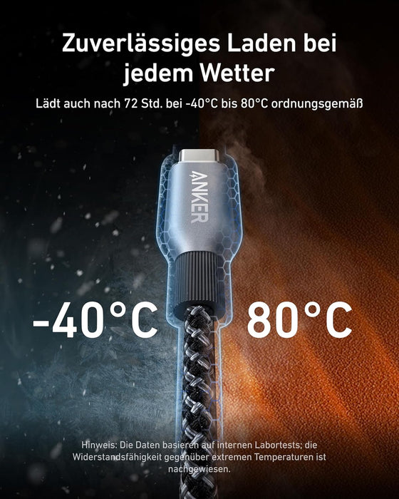 كابل USB-C إلى USB-C 3ft 240W للشحن الفائق ومضفر متين من Anker