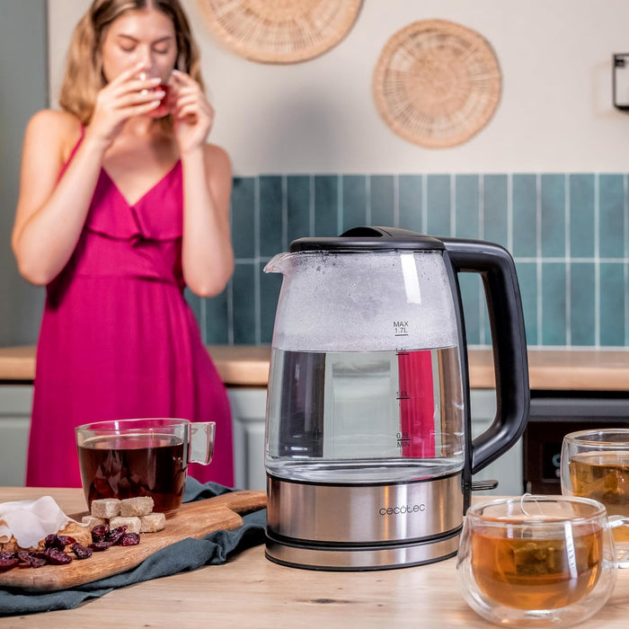 غلاية مياه زجاجية ثيرموسينس 340 (ThermoSense 340 Clear) بقدرة 2200 واط وسعة 1.7 لتر من Cecotec