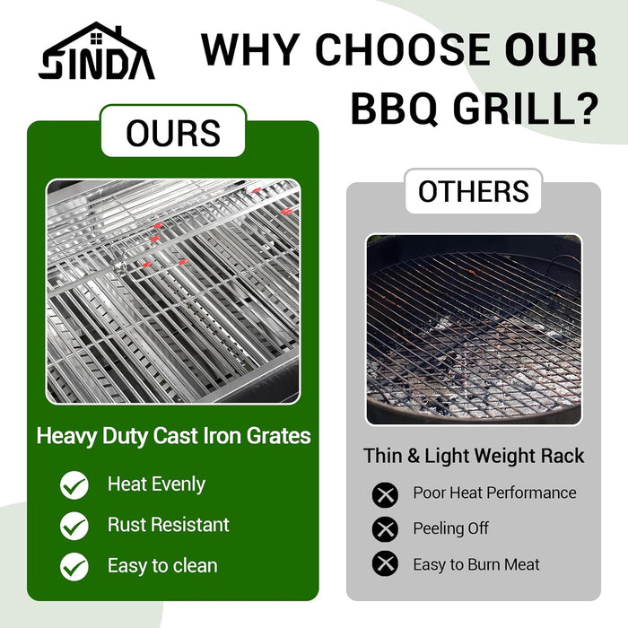 شواية غاز 6 شعلات من الفولاذ المقاوم للصدأ بقوة 99,000 BTU للاحترافية