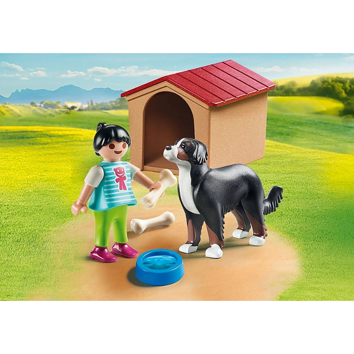 كلب مع بيت الكلب - 7 قطع مع ملحقات وراحة تامة لصديقك الفروي من بلايموبيل