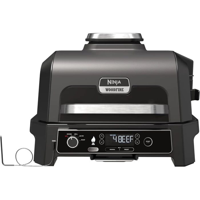 Ninja Woodfire Pro XL OG850UK Electric Grill and Smoker - 4 Functions with Built-in Temperature Sensor