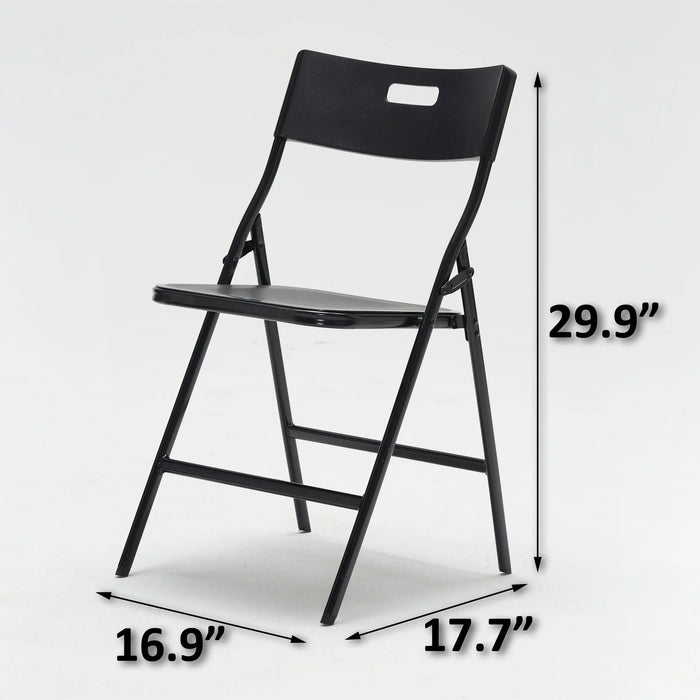 كرسي قابل للطي للاستخدام الثقيل بتصميم قوي إطار فولاذي أسود 76x45 سم