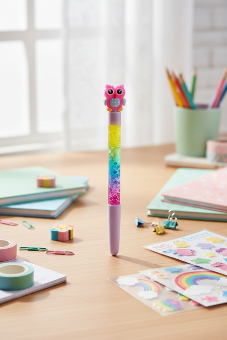 قلم جل لامع بتصميم بومة مع ألوان متدرجة - جعفر شوب