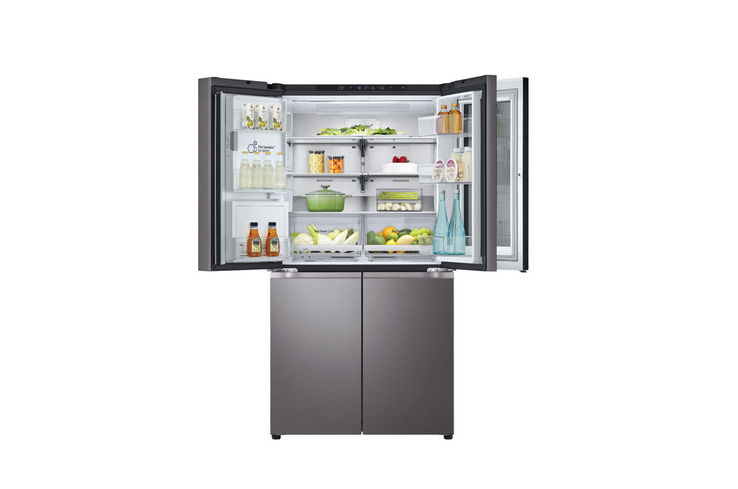 LG 4-Door Refrigerator, 889 Liters, Black Stainless Steel, Ice and Water Dispenser, Flat Door 