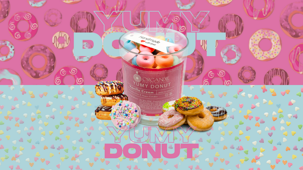 شمع Yumy Dount من شمع الصويا 100% برائحة كريمة الفانيليا لجو مريح وطويل الأمد