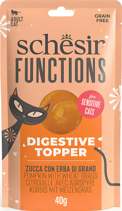 SCHESIR توبّر هضمي باليقطين وعشب القمح 12X40G كيس مكمل وظيفي للقطط