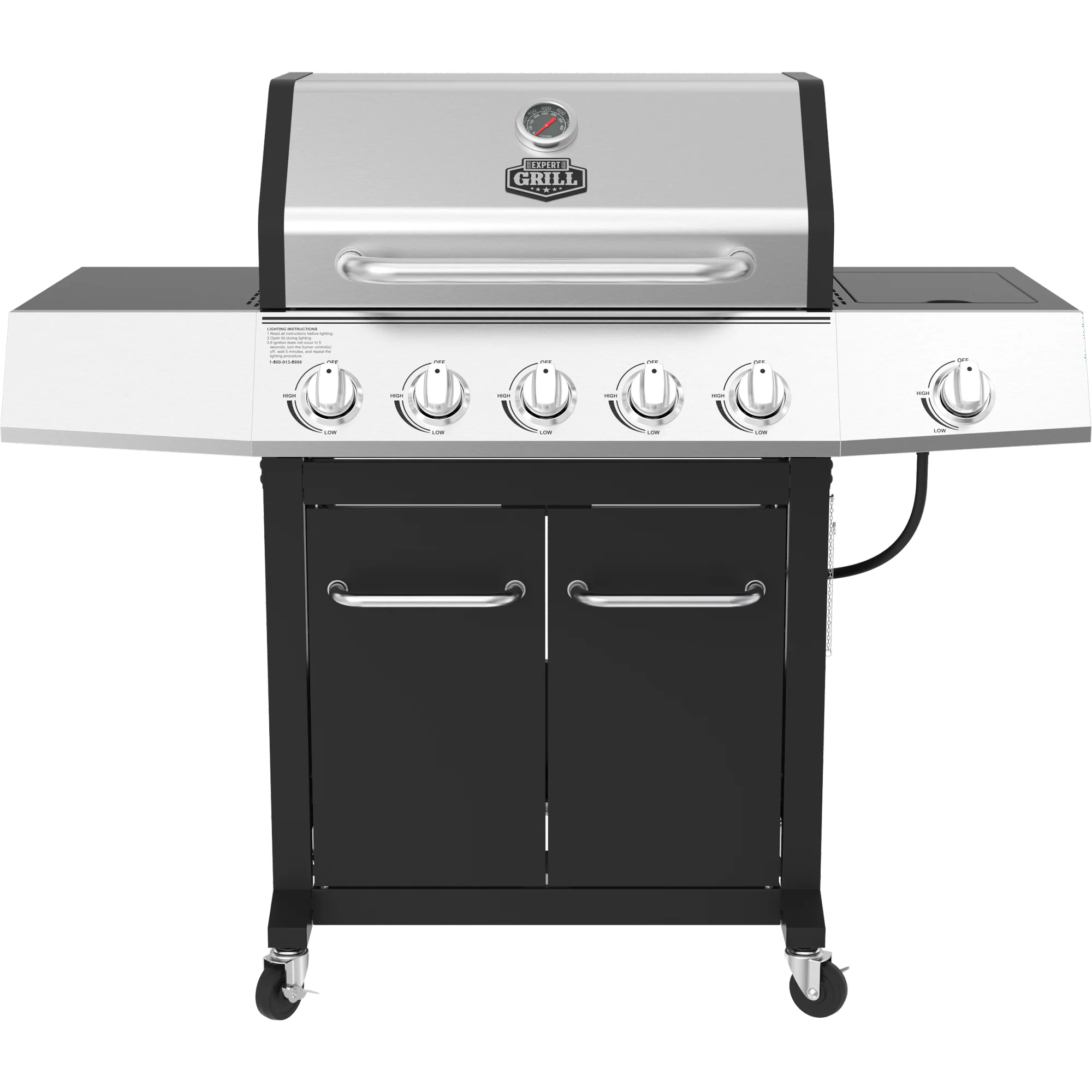 Expert Grill 5-Burner Propane Gas Grill with Side Burner – 62,000 BTUs & 641 in² Cooking Space Expert Grill 5-Burner Propane Gas Grill with Side Burner – 62,000 BTUs & 641 in² Cooking Space