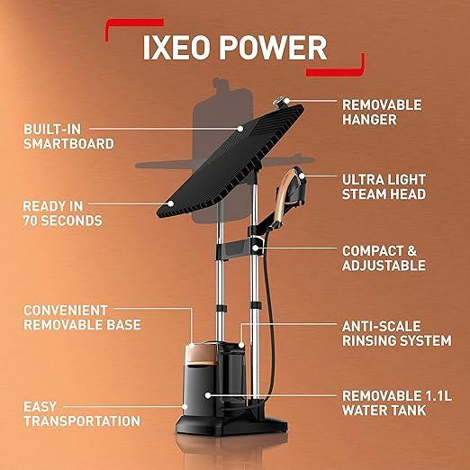 مكواة بخار عمودي IXEO ALL IN ONE بقدرة 2170 واط وضغط 5.8 بار من تيفال مكواة بخار عمودي IXEO ALL IN ONE بقدرة 2170 واط وضغط 5.8 بار من تيفال