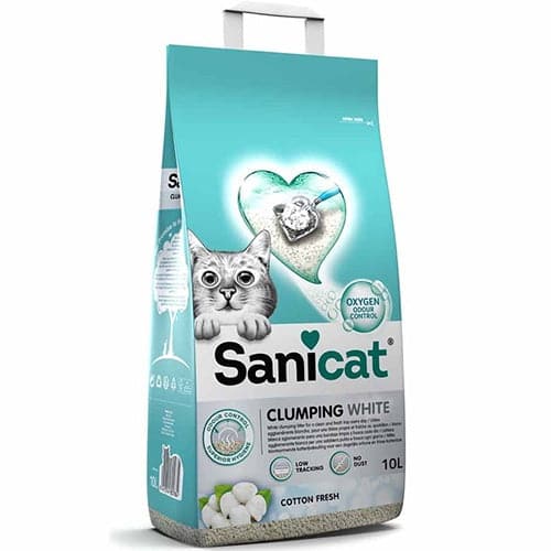 Sani Cat White Cat Litter 10L - Fast Clumping Cotton Scent