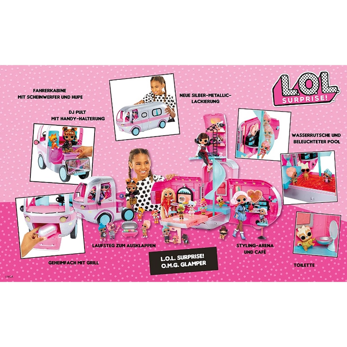 عربة التخييم المتألقة 4 في 1 من L.O.L Surprise O.M.G مع إضاءة وأصوات رائعة من إم جي إيه إنترتينمنت