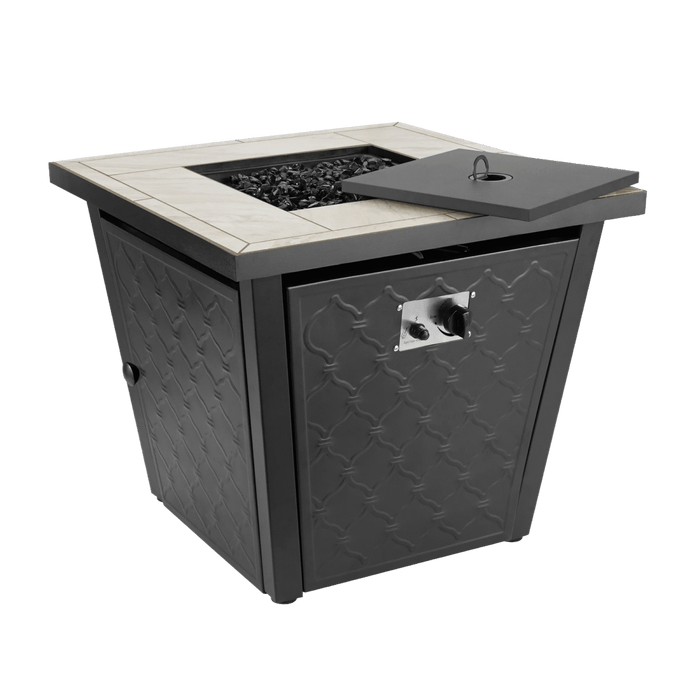 طاولة نار غازية بعلبة بلاط مربع 30 بوصة من بيتر هومز 50,000 BTU