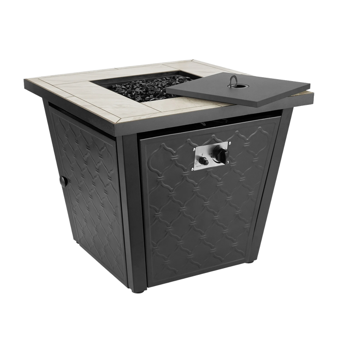 طاولة نار غازية بعلبة بلاط مربع 30 بوصة من بيتر هومز 50,000 BTU