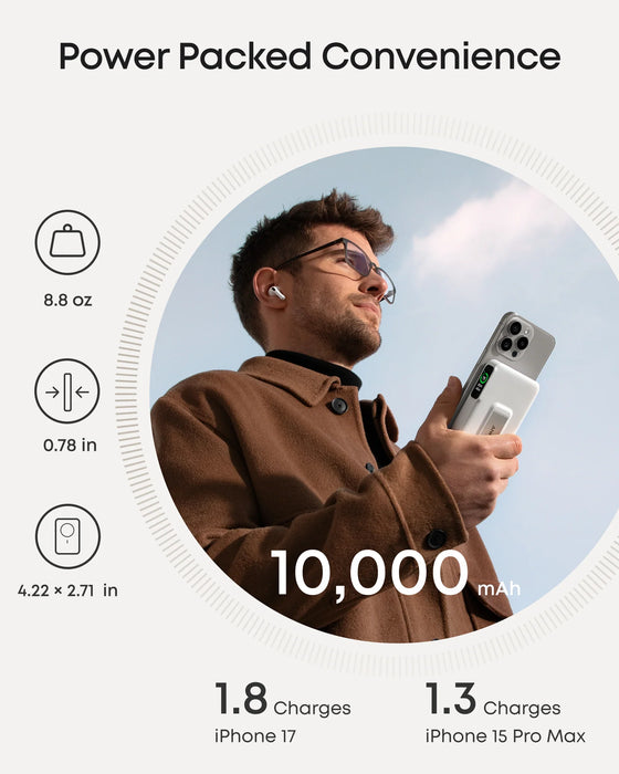 باور بنك أنكر نانو 5K بقدرة 22.5 واط مع وصلة USB-C مدمجة - أبيض Anker