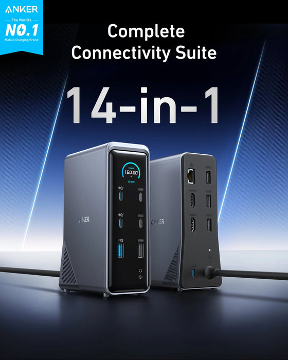 قاعدة شحن Prime
بقوة 160W مع 3 USB-C 100W للشحن السريع من Anker