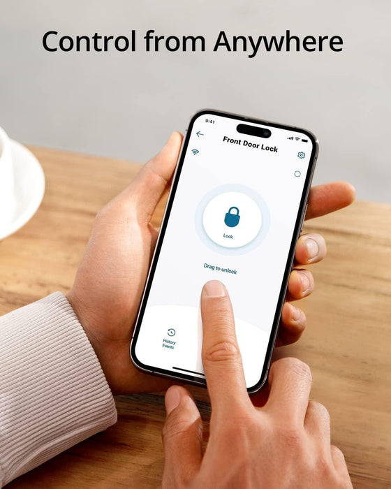 قفل ذكي Eufy Smart Lock C234 أسود مع Wi-Fi مدمج للتحكم عن بعد من Anker