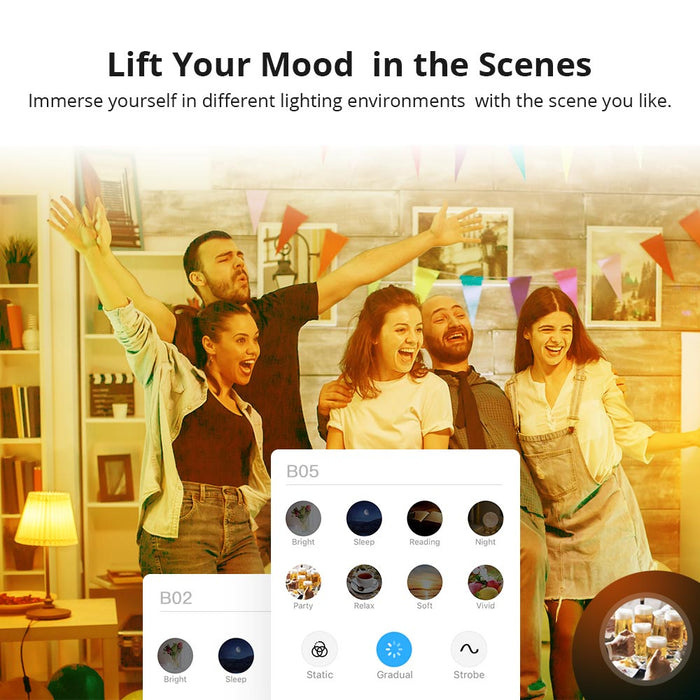 مصباح LED ذكي Wi-Fi SONOFF B02-BL بقوة 9 واط وإضاءة 806 لومن مع تحكم سهل من sonoff