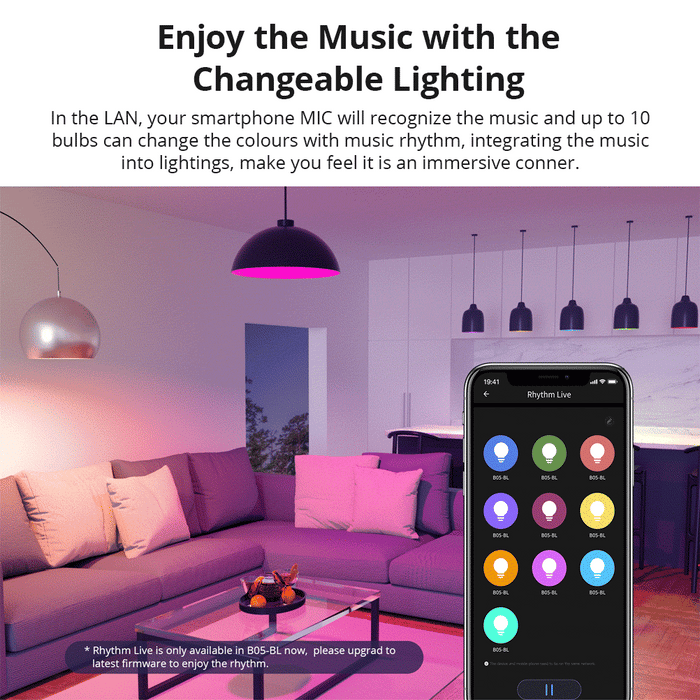 مصباح LED ذكي Wi-Fi SONOFF B02-BL بقوة 9 واط وإضاءة 806 لومن مع تحكم سهل من sonoff