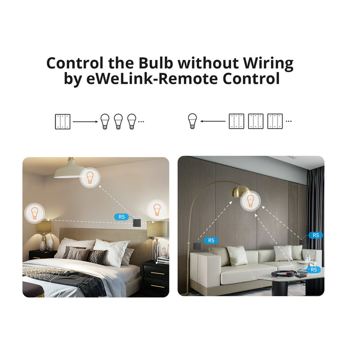 مصباح LED ذكي Wi-Fi SONOFF B02-BL بقوة 9 واط وإضاءة 806 لومن مع تحكم سهل من sonoff