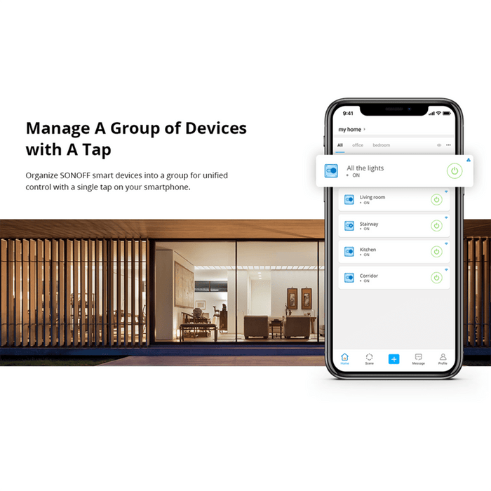سونوف RFR2 مفتاح ذكي لاسلكي واي فاي مع جهاز استقبال RF لتحكم شامل وآمن في منزلك من sonoff