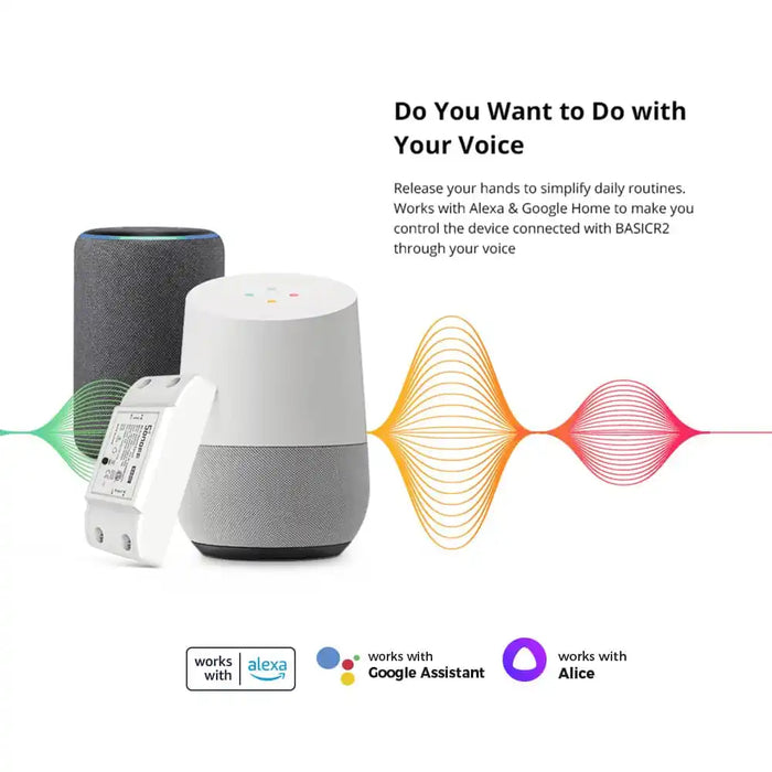SONOFF BASICR2 مفتاح ذكي واي فاي 10 أمبير مع تحكم صوتي عبر Alexa وGoogle