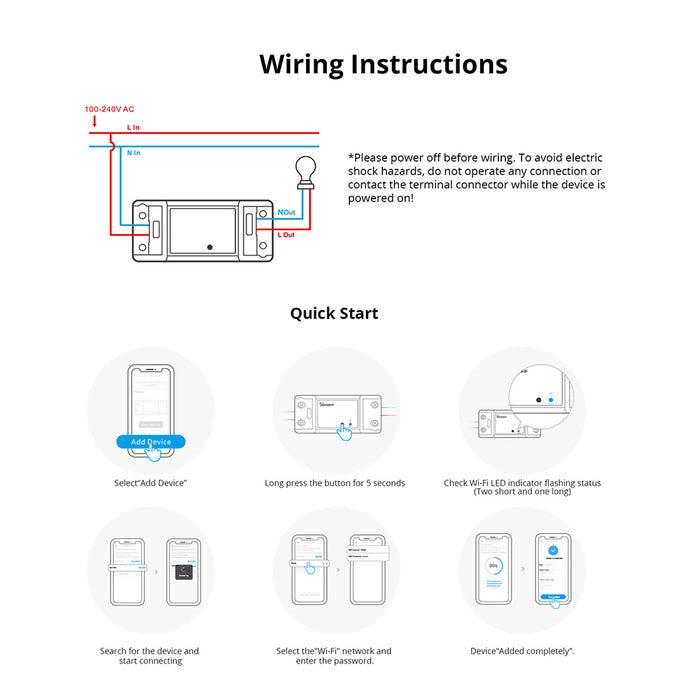 مفتاح ذكي واي فاي BASICR4 للتحكم في الإضاءة بسعة 2400 واط من sonoff